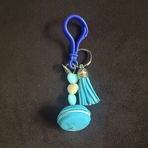 Blue and Cream Macroon Key Holder with Tassel